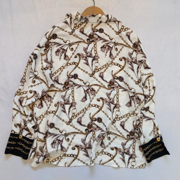 Joseph Ribkoff Women's Popover Blouse Size 12 Chain Print Collared Top FLAW READ - Picture 8 of 8